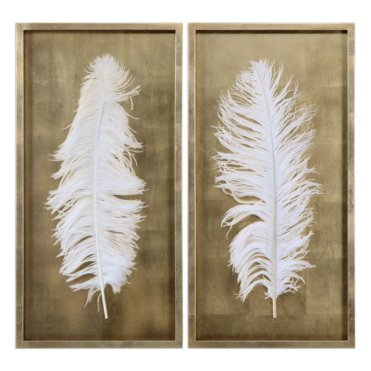 White Feather Shadow Box Art- Set of 2