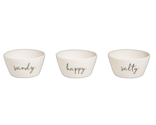 Mini Sandpiper Dip Bowls "Sandy, Happy, Salty" Set