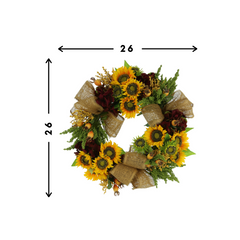 26" Sunflower, Hydrangea and Berry Wreath