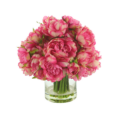 Peonies Centerpiece in a Clear Glass Vase
