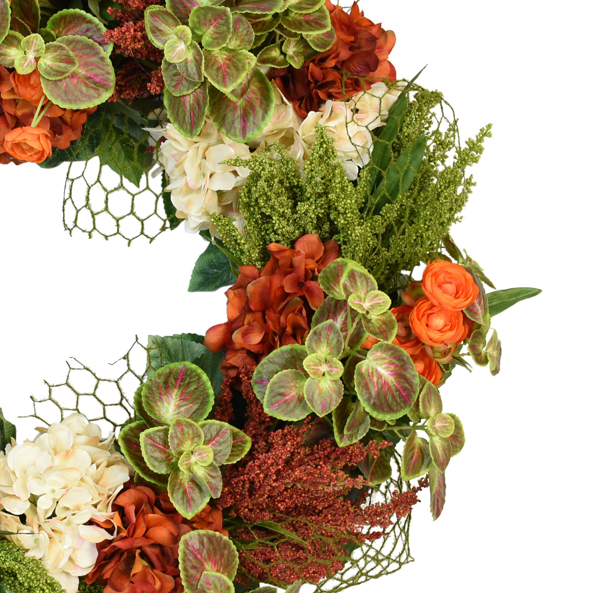 27" Hydrangea, Ranunculus and Heather Wreath