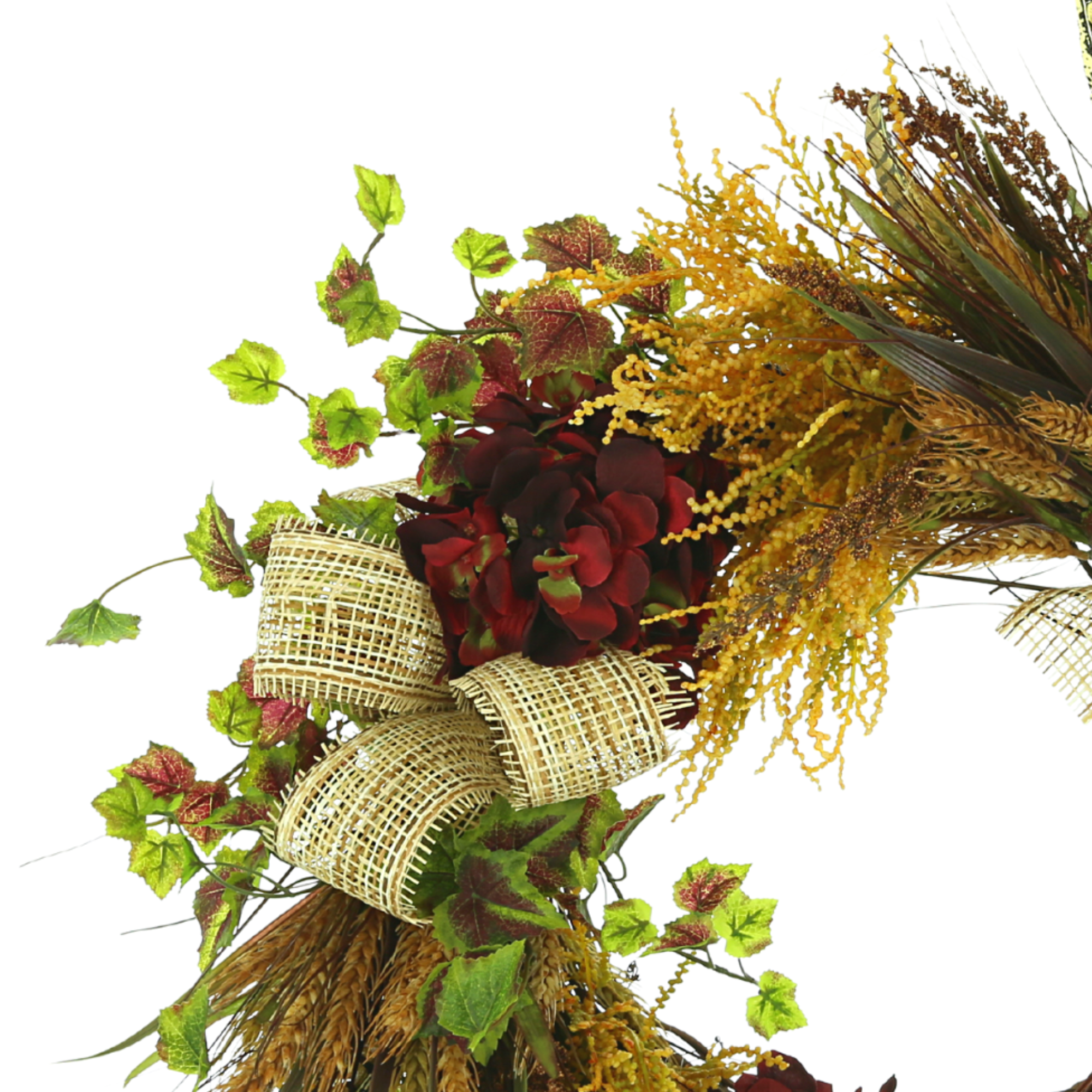 28" Hydrangea, Wheat & Harvest Bush Wreath
