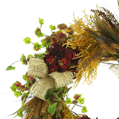 28" Hydrangea, Wheat & Harvest Bush Wreath