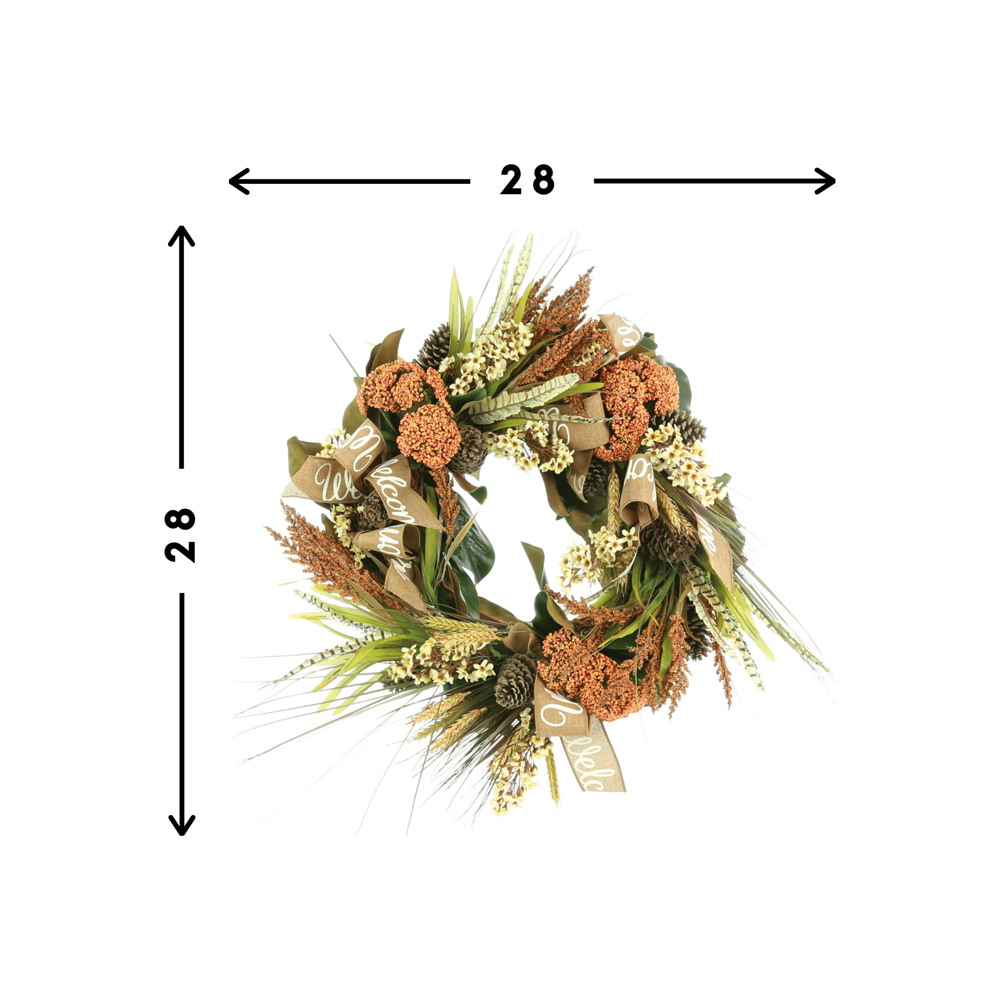 26" Hydrangea, Lilacs and Wheat Wreath