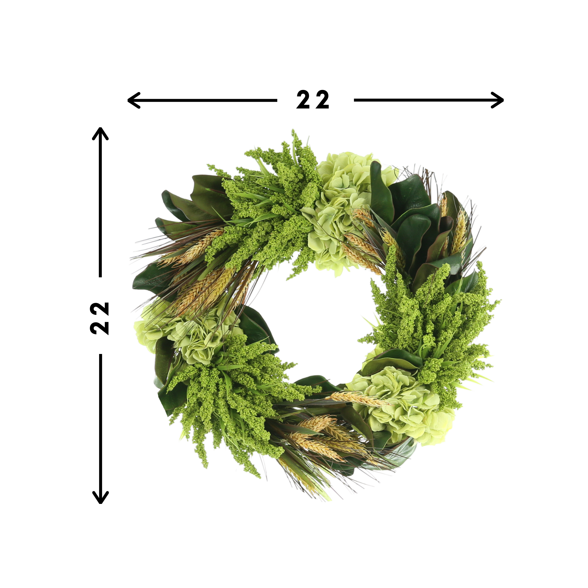 22" Heather, Wheat and Hydrangea Wreath