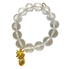 Power Beads by Jen- Clear Quartz Charm Bracelet- Pineapple