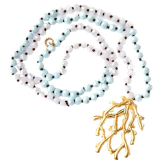 Power Beads by Jen- Quartz w/ Gold Coral Necklace