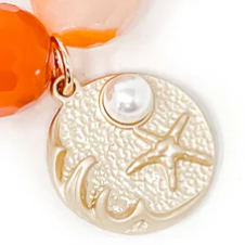 PowerBeads By Jen- Faceted Bermuda Agate with Gold Jewel of the Sea Charm Bracelet