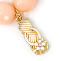 PowerBeads By Jen Charm Bracelet- Faceted Sherbet Agate with White Enameled Flip Flop