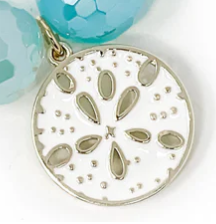 PowerBeads By Jen- Faceted Iridescent Tranquility Agate with White Enameled Sand-dollar Charm Bracelet