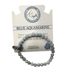 T.Jazelle- Blue Aquamarine 6mm classic charm Bracelet