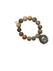 Power Beads by Jen- Sand Dune Agate Sun Charm Bracelet