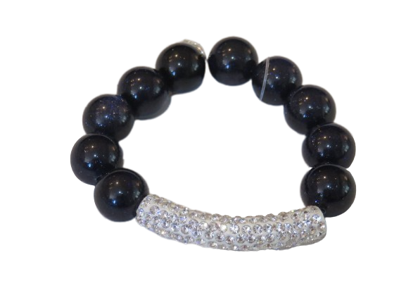 Power Beads by Jen- Navy Goldstone Pave Bar 5