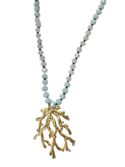 Power Beads by Jen- Quartz w/ Gold Coral Necklace