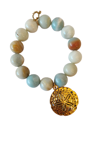Power Beads by Jen- Amazonite "Sand Dollar" Charm Bracelet