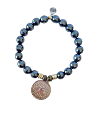 T.Jazelle Navy Hematite "Tree of Life" Charm Bracelet