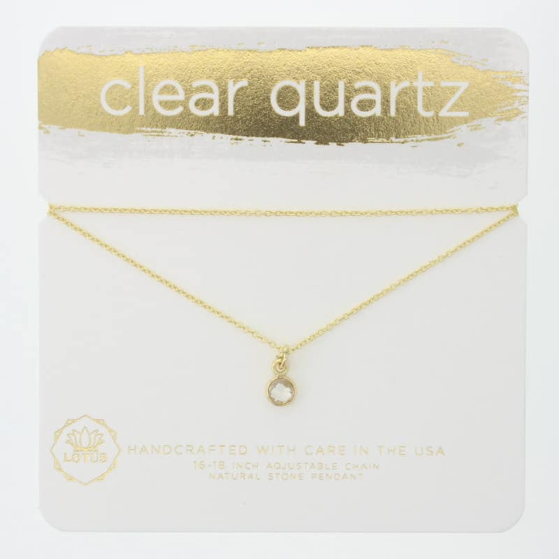 Lotus Clear Quartz Gold Necklace