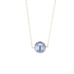 Lotus Lavender Pearl Necklace Silver