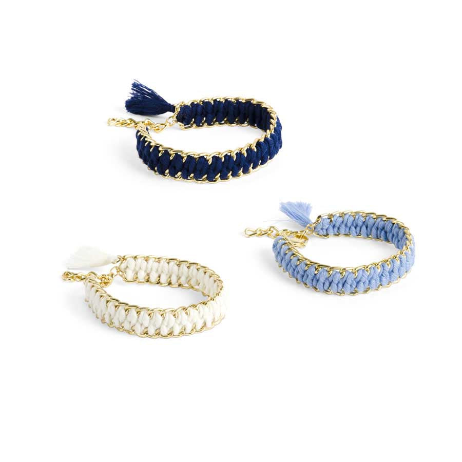 Gold Bracelets w/ Woven Threads & Tassels