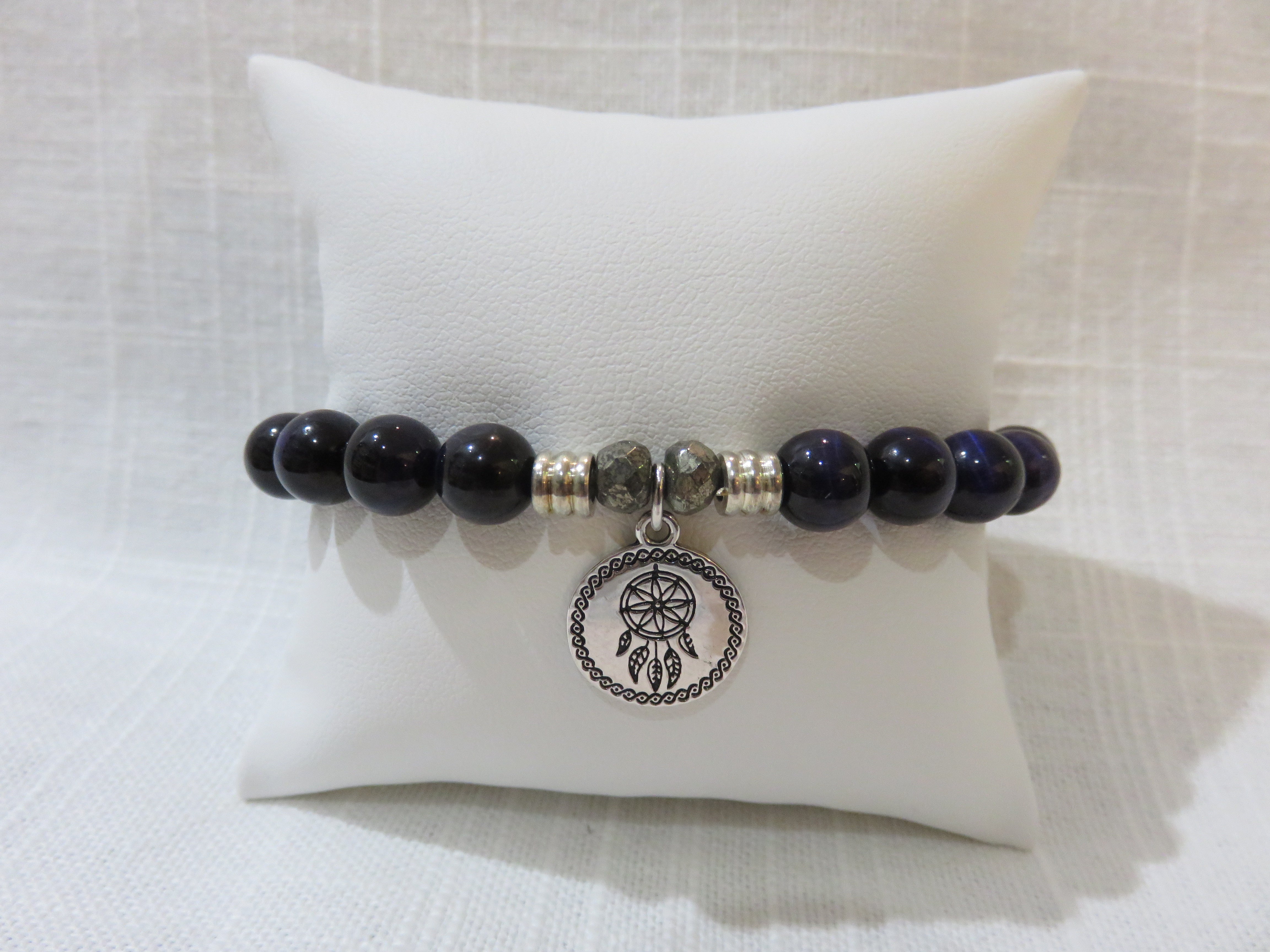 Purple Jasper Stone Bracelet with Unbreakable Sterling Silver Charm