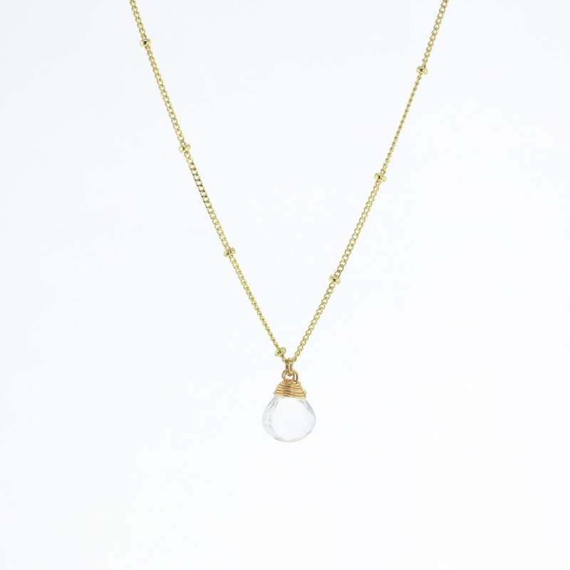Lotus Gold Trinket Clear Quartz Stone Necklace