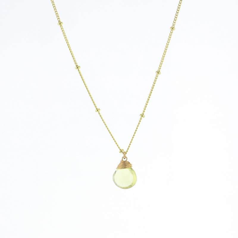 Lotus Gold Trinket Lemon Quartz Stone Necklace
