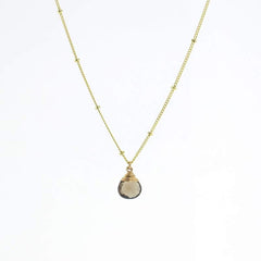 Lotus Gold Trinket Smokey Quartz Stone Necklace