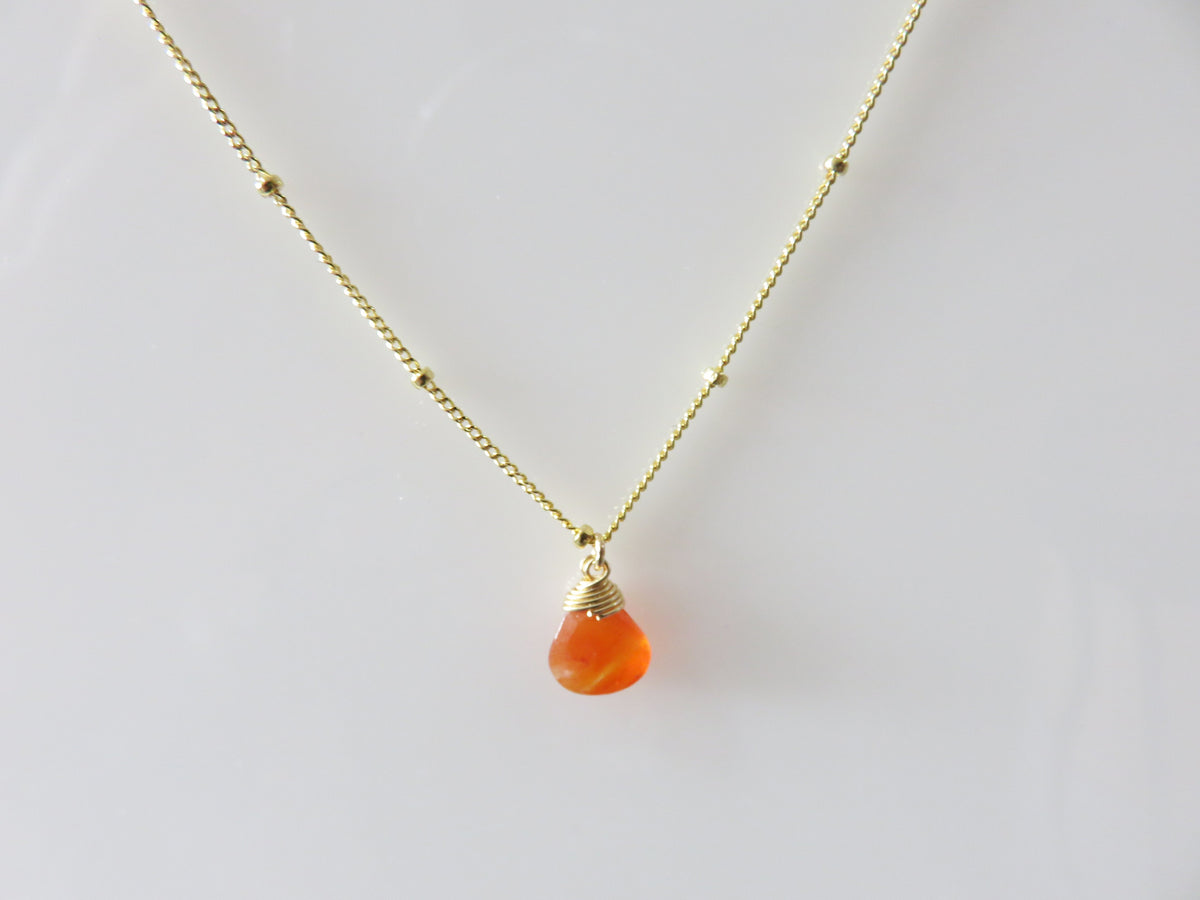 Lotus Gold Trinket Carnelian Stone Necklace