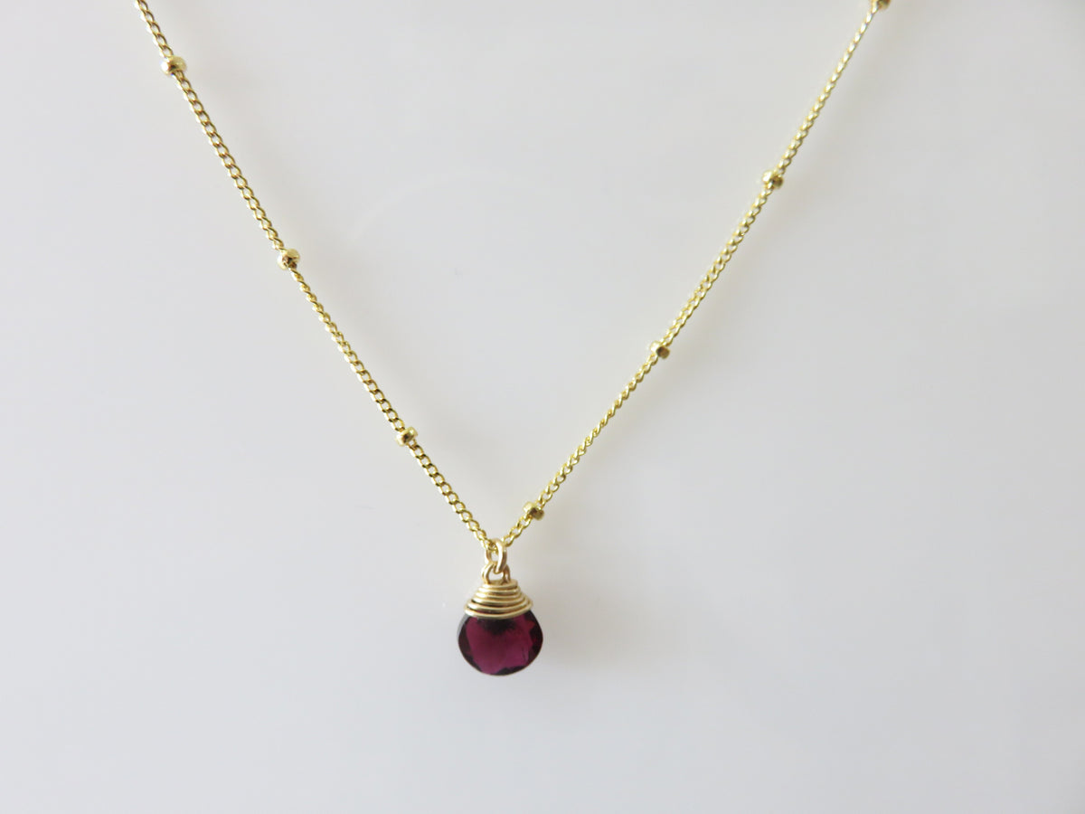 Lotus Gold Trinket Garnet Stone Necklace