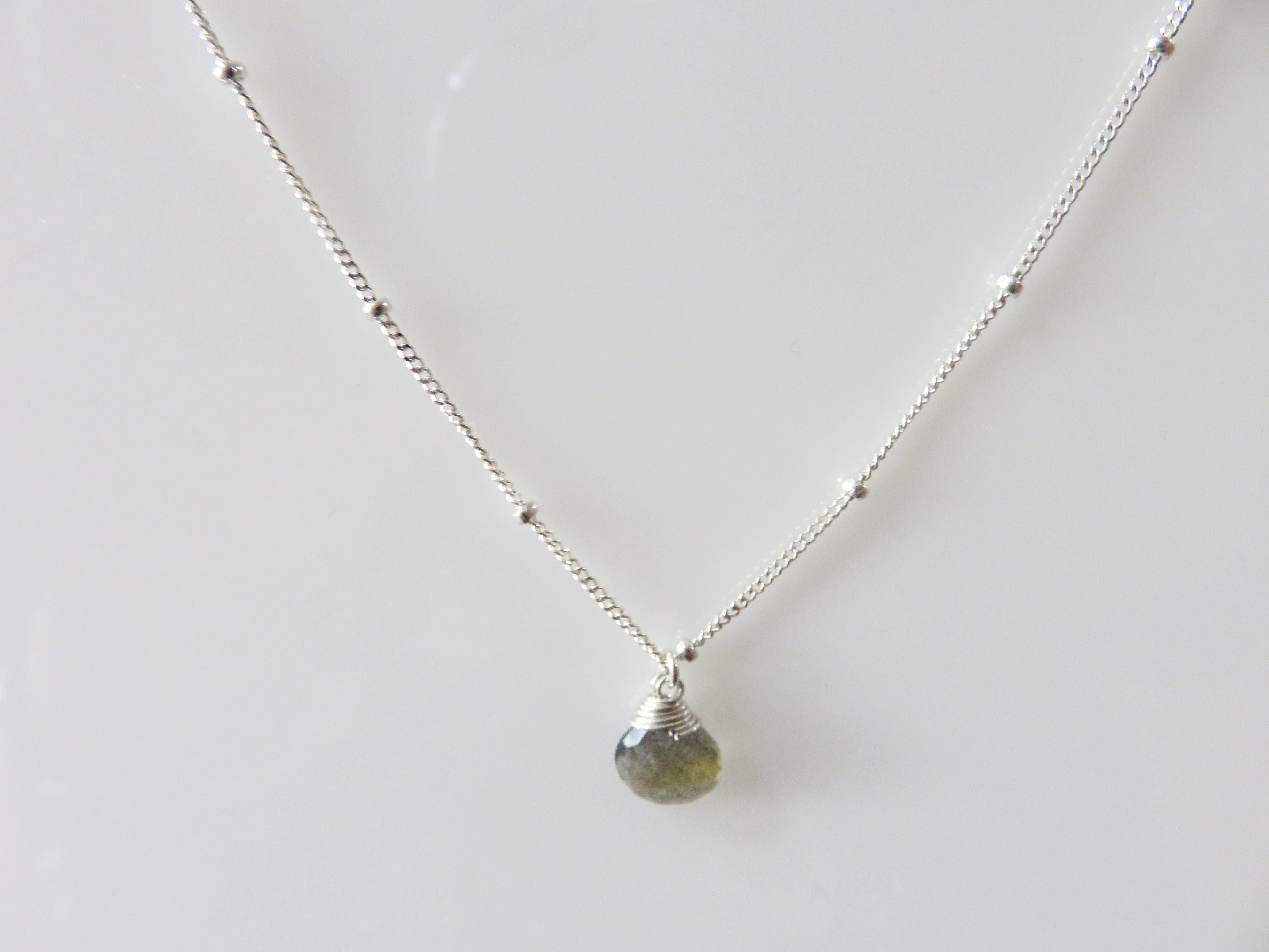 Lotus Silver Trinket Necklace and semi-precious stone