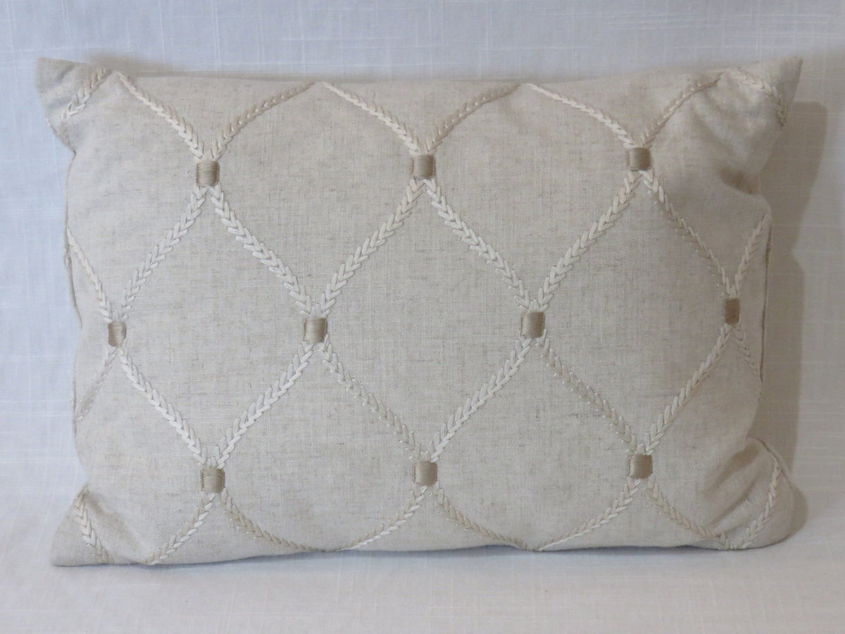 Diane Taupe Embroidered Boudoir Pillow