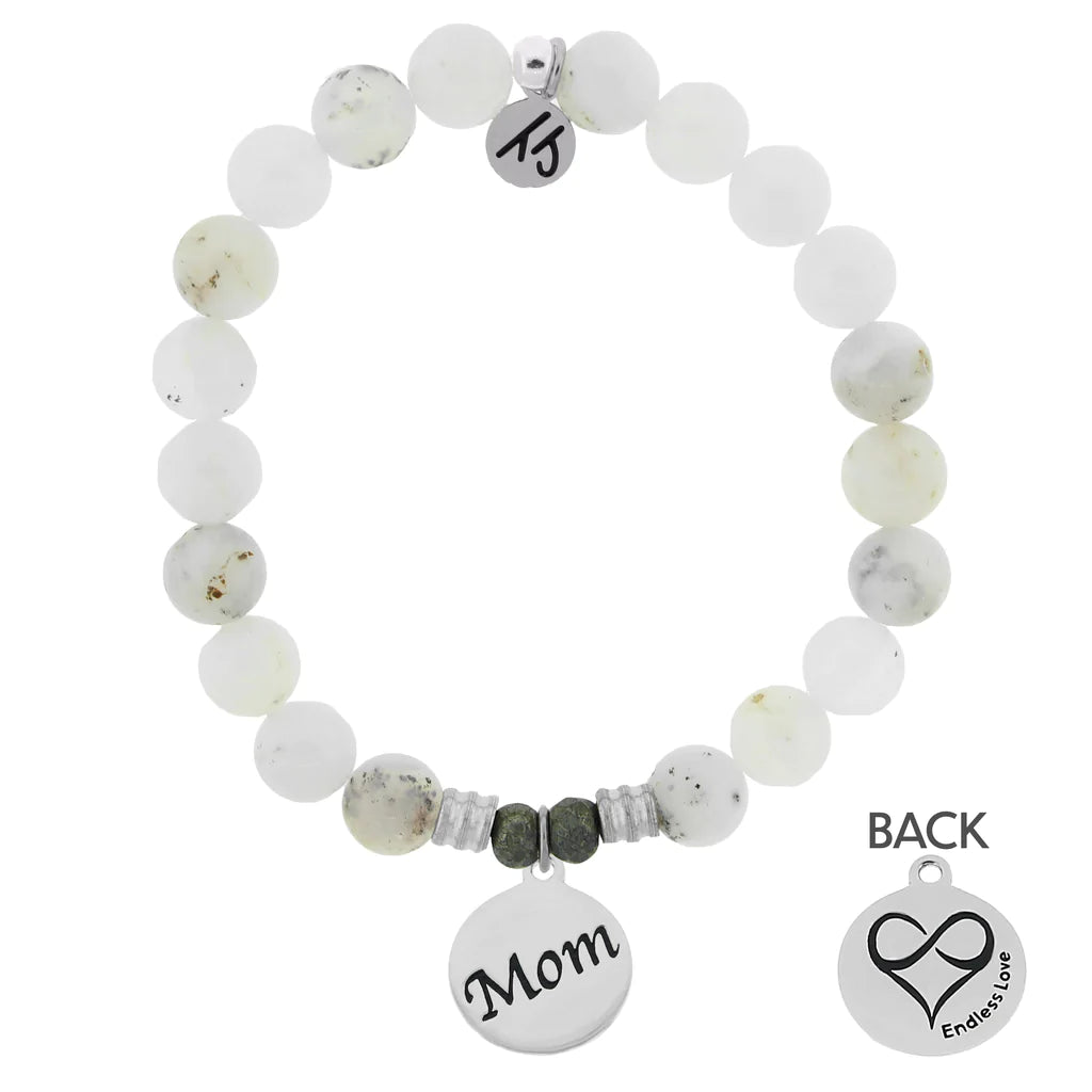 T.Jazelle- White Chalcedony "Mom" charm Bracelet